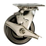 5 Inch Stainless Steel Swivel Caster - Polyolefin Wheel with Brake