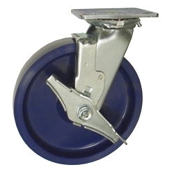 8 Inch Stainless Steel Swivel Caster - Solid Polyurethane Wheel
