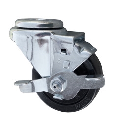 3" Stainless Steel Swivel Caster with bolt hole, hard rubber wheel and brake