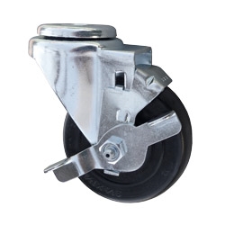 3-1/2" Stainless Steel Swivel Caster with bolt hole, hard rubber wheel and brake