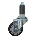 3" Expanding Stem Stainless Steel  Swivel Caster with Black Polyurethane Tread