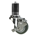 3" Stainless Steel  Expanding Stem Swivel Caster with Thermoplastic Rubber Wheel and Top Lock Brake