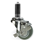 3" Stainless Steel  Expanding Stem Swivel Caster with Thermoplastic Rubber Wheel and Top Lock Brake