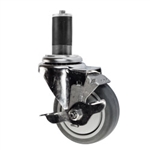 3-1/2" Stainless Steel  Expanding Stem Swivel Caster with Thermoplastic Rubber Wheel and Top Lock Brake