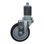 4" Expanding Stem Stainless Steel Swivel Caster with Black Polyurethane Tread