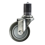 4" Expanding Stem Swivel Stainless Steel Caster with Polyurethane Tread