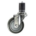 4" Expanding Stem Stainless Steel Swivel Caster with Polyurethane Tread