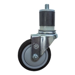 4" Expanding Stem Stainless Steel Swivel Caster with Black Polyurethane Tread