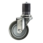 4" Expanding Stem Stainless Steel Swivel Caster with Polyurethane Tread