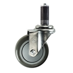 4" Expanding Stem Stainless Steel  Swivel Caster with Polyurethane Tread