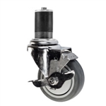 4" Stainless Steel  Expanding Stem Swivel Caster with Thermoplastic Rubber Wheel and Top Lock Brake