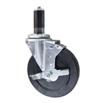 5" Stainless Steel Expanding Stem Swivel Caster with Hard Rubber Wheel and Brake