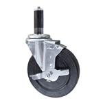 5" Stainless Steel Expanding Stem Swivel Caster with Hard Rubber Wheel and Brake