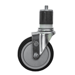 5" Expanding Stem Stainless Steel Swivel Caster with Black Polyurethane Tread