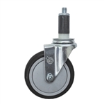 5" Expanding Stem Stainless Steel Swivel Caster with Black Polyurethane Tread