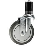 5" Stainless Steel Expanding Stem Swivel Caster with a Thermoplastic Rubber Wheel