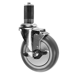 5" Stainless Steel  Expanding Stem Swivel Caster with Thermoplastic Rubber Wheel and Top Lock Brake