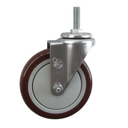 5" Stainless Steel Swivel Caster with Maroon Polyurethane Tread