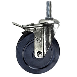 5 Inch Stainless Steel Threaded Stem Caster with Hard Rubber Wheel