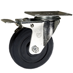 4" Stainless Steel  Swivel Caster with Hard Rubber Wheel and Total Lock Brake