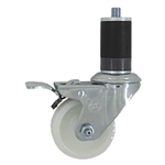 3" Expanding Stem Stainless Steel  Swivel Caster with Nylon Wheel and Total Lock Brake