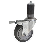 3-1/2" Stainless Steel  Expanding Stem Swivel Caster with Thermoplastic Rubber Wheel and Total Lock Brake