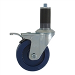 4" Expanding Stem Stainless Steel  Swivel Caster with Solid Polyurethane Tread and Total Lock brake