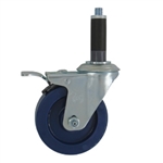 4" Expanding Stem Stainless Steel  Swivel Caster with Solid Polyurethane Tread and Total Lock brake