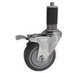 4" Stainless Steel  Expanding Stem Swivel Caster with Thermoplastic Rubber Wheel and Total Lock Brake