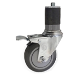 4" Stainless Steel  Expanding Stem Swivel Caster with Thermoplastic Rubber Wheel and Total Lock Brake