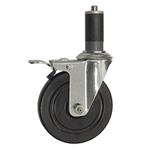 5" Stainless Steel Expanding Stem Swivel Caster with Hard Rubber Wheel and Total Lock System