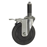 5" Stainless Steel Expanding Stem Swivel Caster with Hard Rubber Wheel and Total Lock System