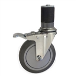 5" Stainless Steel  Expanding Stem Swivel Caster with Thermoplastic Rubber Wheel and Total Lock Brake