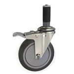 5" Stainless Steel  Expanding Stem Swivel Caster with Thermoplastic Rubber Wheel and Total Lock Brake