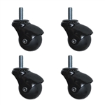 Spherical threaded stem ball casters with gloss black finish set of 4