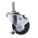 3 Inch Metric Stem Swivel Caster with Rubber Wheel and Brake