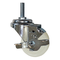 3" Swivel Caster with Solid Nylon Wheel and Top Lock Brake