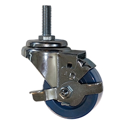 3" Swivel Caster with Solid Polyurethane Wheel and Brake