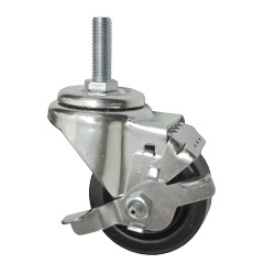 3-1/2"  Threaded Stem Swivel Caster with Phenolic Wheel and Brake