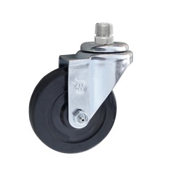 Soft rubber caster with 3/4 inch NPT stem