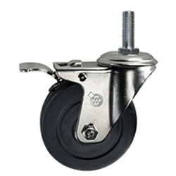 4" Total Lock Swivel Caster with 3/8" threaded stem and hard rubber wheel