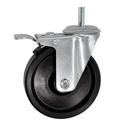 5" Metric Threaded Stem Swivel Caster with Phenolic Wheel and Total Lock Brake