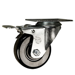 3-1/2" Swivel Caster with Phenolic Wheel and Total Lock Brake