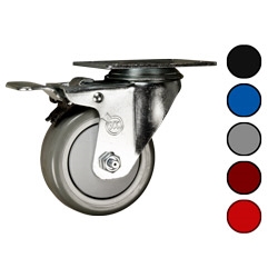 3-1/2" Swivel Caster with Polyurethane Tread and Total Lock Brake