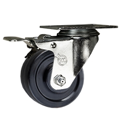 3-1/2" Swivel Caster with Soft Rubber Wheel and Total Lock Brake