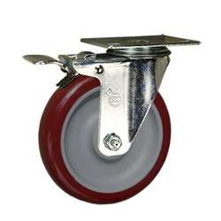 5" Swivel Caster with Polyurethane Tread and Total Lock Brake