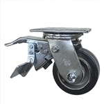 4 Inch Total Lock Swivel Caster with Rubber Tread on Aluminum Core Wheel