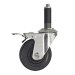 4" Expanding Stem Swivel Caster with Hard Rubber Wheel and Total Lock System