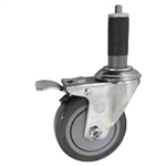 4" Expanding Stem Swivel Caster with Polyurethane Tread and total lock brake