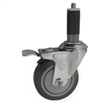 4" Expanding Stem Swivel Caster with Thermoplastic Rubber wheel and total lock brake